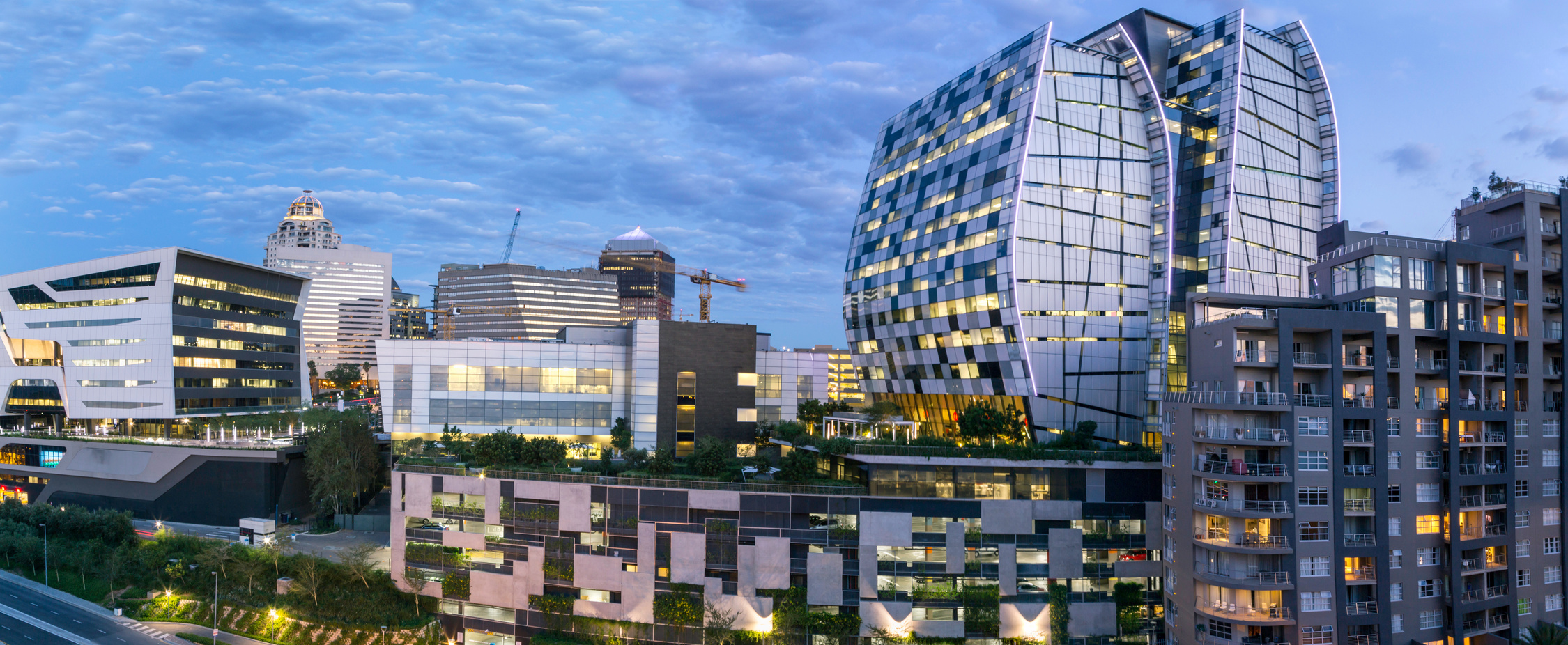 Sandton city evening panorama